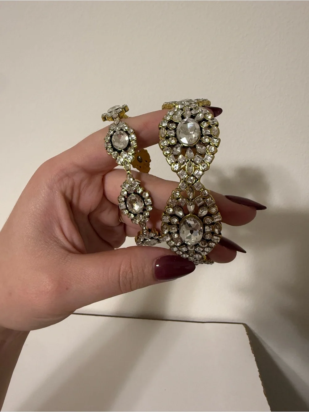 Sassy Jones Gold and Clear Crystal Teardrop Bracelet Set